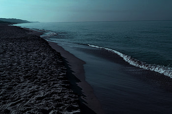 Overcast Sea Beach Waves At Night, waves, sea, nature, beach, night HD wallpaper