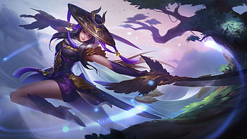 Fantasy girl, girl, mobile legends, fantasy, hat, purple HD wallpaper