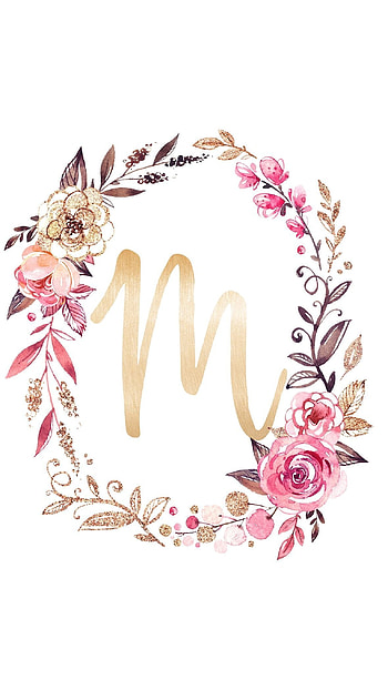 M Letter, Flowers, white background HD phone wallpaper
