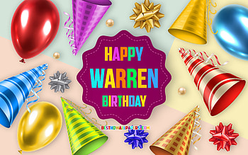 Happy Birtay Warren, , Birtay Balloon Background, Warren, creative art, Happy Warren birtay, silk bows, Warren Birtay, Birtay Party Background HD wallpaper