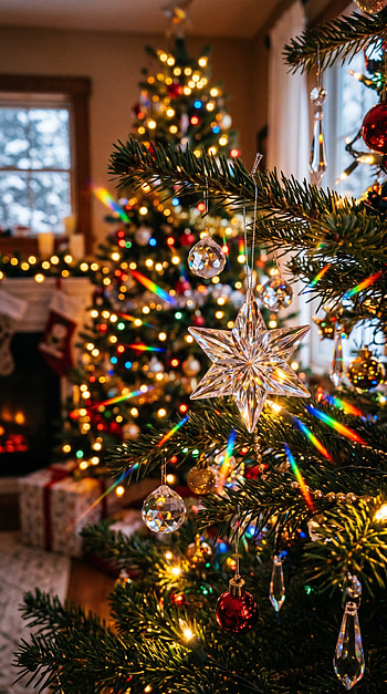 Holiday Glow • Starry Christmas • Cozy Festive Night, Christmas Tree, Christmas Ornaments, Christmas Lights HD phone wallpaper