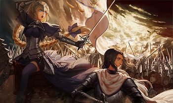 Joan of Arc, Orange-haired anime character, Holding a claymore, Fate/Apocrypha HD wallpaper