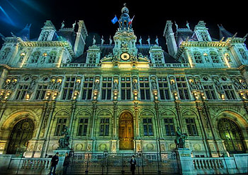Hotel de ville, paris, lights, hotel, rock, towers HD wallpaper