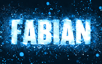Happy Birtay Fabian, , blue neon lights, Fabian name, creative, Fabian Happy Birtay, Fabian Birtay, popular american male names, with Fabian name, Fabian HD wallpaper