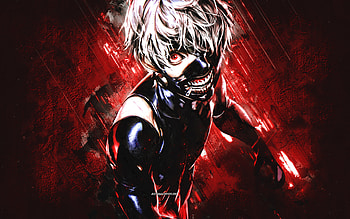 Tokyo Ghoul, Ken Kaneki, red grunge background, Kaneki Ken, Tokyo Ghoul characters, japanese manga, anime characters HD wallpaper