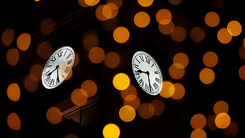 Clocks, night, bokeh HD wallpaper