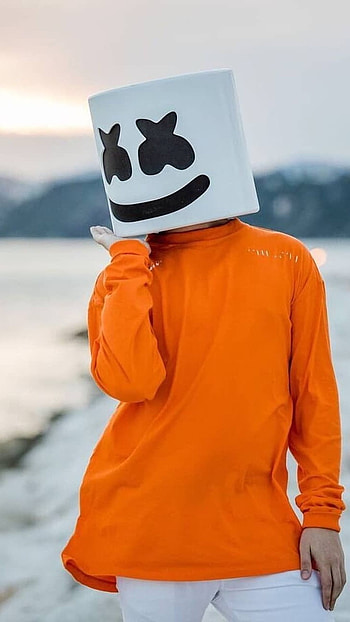 Marshmello, Orange Tshirt, orange tshirt marshmello HD phone wallpaper
