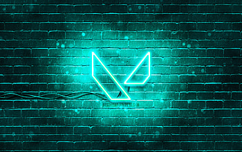 Valorant turquoise logo, , turquoise brickwall, Valorant logo, games brands, Valorant neon logo, Valorant HD wallpaper