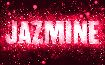 Happy Birtay Jazmine, , pink neon lights, Jazmine name, creative, Jazmine Happy Birtay, Jazmine Birtay, popular american female names, with Jazmine name, Jazmine HD wallpaper