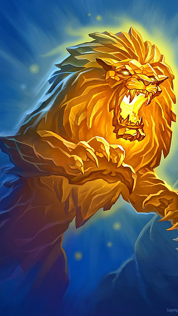 Fire Lion, Golden Lion, Painting HD phone wallpaper