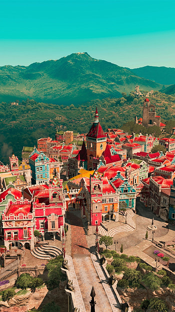 City of Beauclair from "The Witcher", mountain, city, The Witcher, video game, The Witcher 3: Wild Hunt HD phone wallpaper
