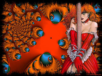 orange desire, abstract, anime, 3d, fantasy, maiden, people, orange, woman HD wallpaper
