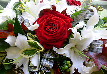 Flowers, Roses, Decorations, Lilies, Bouquet, Tape HD wallpaper
