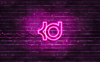 Kevin Durant purple logo, , purple brickwall, Kevin Durant logo, basketball stars, Kevin Durant neon logo, Kevin Durant HD wallpaper