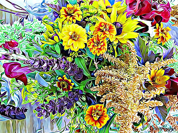 MIXED FLOWER FRACTAL, FLOWERS, FRACTAL, MIXED, ABSTRACT HD wallpaper