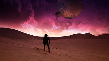 Sunset, Night, Desert, Dark, Silhouette, Skier HD wallpaper