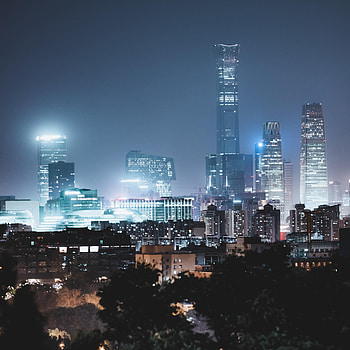 Night, Vector, Building, Night City, Skyscrapers, Glow HD phone wallpaper