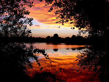 Colors of the sunset, river, sky, nature, sunset HD wallpaper