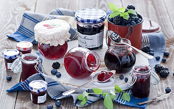 Food, Tablewares, Bilberries, Berries, Blackberry, Jam, Banks, Spoons HD wallpaper