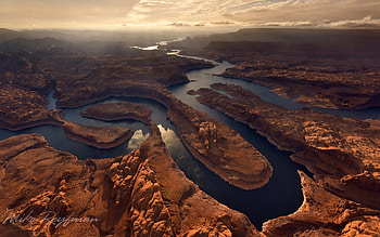 Glen Canyon, Canyon, River, Aerial, Clouds HD wallpaper
