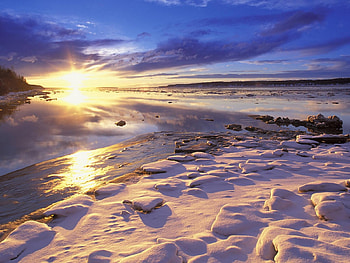 Sunset, sky, snow HD wallpaper