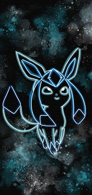 Neon Glaceon, art, ice HD phone wallpaper
