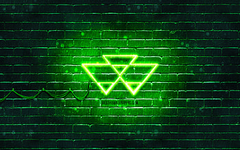 Massey Ferguson green logo, , green brickwall, Massey Ferguson logo, brands, Massey Ferguson neon logo, Massey Ferguson HD wallpaper