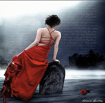gothic bride in red, gothic, dark, evening, red HD wallpaper