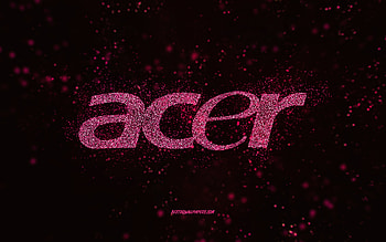 Acer glitter logo, , black background, Acer logo, pink glitter art, Acer, creative art, Acer pink glitter logo HD wallpaper