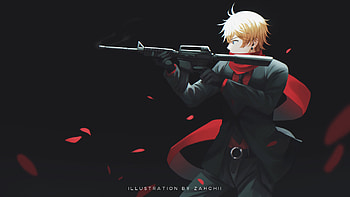 Tartaglia Childe With Riffle Black Background Genshin Impact HD wallpaper
