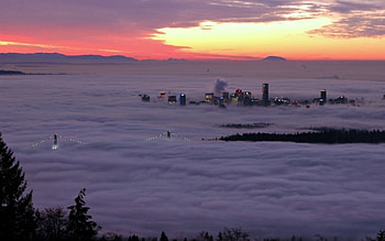 Vancouver,BC at Sunrise, Fog, City, Sunrise, Canada HD wallpaper