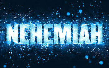 Happy Birtay Nehemiah, , blue neon lights, Nehemiah name, creative, Nehemiah Happy Birtay, Nehemiah Birtay, popular american male names, with Nehemiah name, Nehemiah HD wallpaper