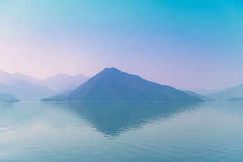 Island, Nature, Sea, Reflection, Fog, Hills HD wallpaper