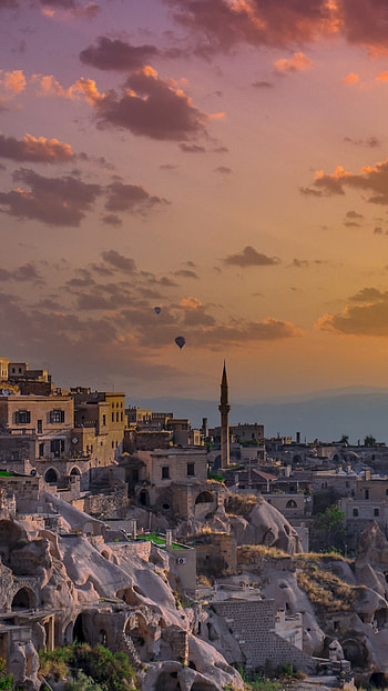 Cappadocia, Hot air balloons, Sunset scenery, Travel destination HD phone wallpaper