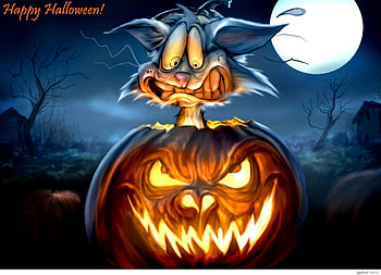 Scaredy Cat, october, sacred, cat, month, greetings HD wallpaper