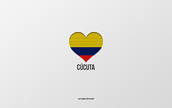 I Love Cucuta, Colombian cities, Day of Cucuta, gray background, Cucuta, Colombia, Colombian flag heart, favorite cities, Love Cucuta HD wallpaper