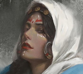 Fajil, chome, art, fantasy, portrait, face, girl, c home HD wallpaper