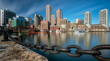 Fan Pier Park, Boston Skyline HD wallpaper