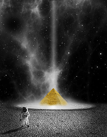Universe, Planet, hop, Astronaut, Pyramid HD phone wallpaper