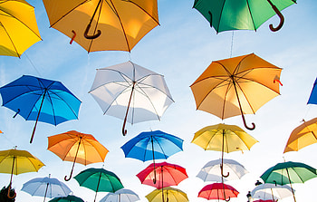 Umbrellas, decorations, colorful, carnival HD wallpaper