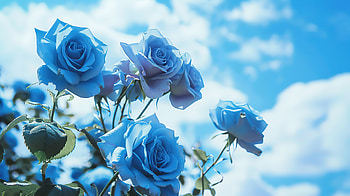 Blue roses under a blue sky 05, blue, rose, flower HD wallpaper