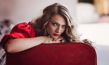Girl model, gorgeous, red lips HD wallpaper