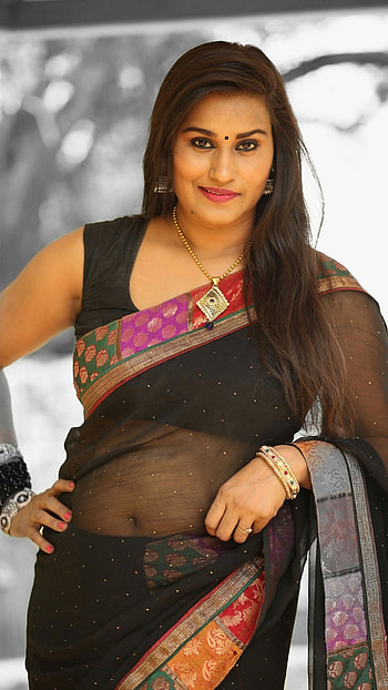 Nahathi, telugu actress, saree lover HD phone wallpaper