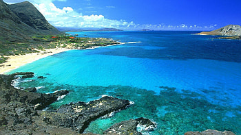 Blue landscapes, Nature in O'ahu, Tranquil sea, Hawaiian beauty HD wallpaper