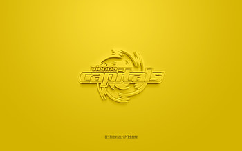 Vienna Capitals, creative 3D logo, yellow background, ICE Hockey League, 3d emblem, Austrian Hockey Club, Vienna, Austria, hockey, Vienna Capitals 3d logo HD wallpaper