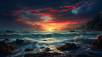 Stunning Ocean Sunset, nature, ocean, sea HD wallpaper