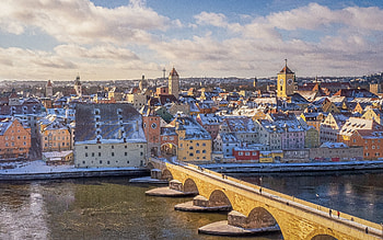 Regensburg, Germany, bridge, Germany, town, Regensburg, river HD wallpaper
