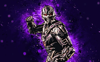 Triborg Smoke, , violet neon lights, Mortal Kombat Mobile, fighting games, MK Mobile, creative, Mortal Kombat, Triborg Smoke Mortal Kombat HD wallpaper