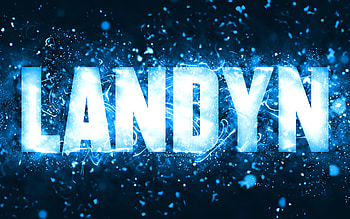 Happy Birtay Landyn, , blue neon lights, Landyn name, creative, Landyn Happy Birtay, Landyn Birtay, popular american male names, with Landyn name, Landyn HD wallpaper