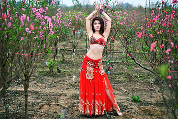 Belly Dancer, outdoors, model, dress, brunette HD wallpaper